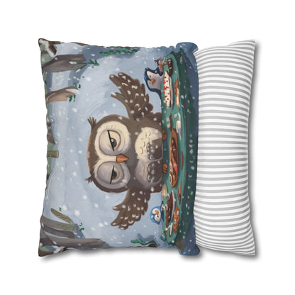 Winter Woodland Feast Spun Polyester Square Pillowcase - StyleMZ