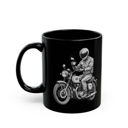 Motorcycle Rider with Coffee Black Mug (11oz, 15oz) - StyleMZ