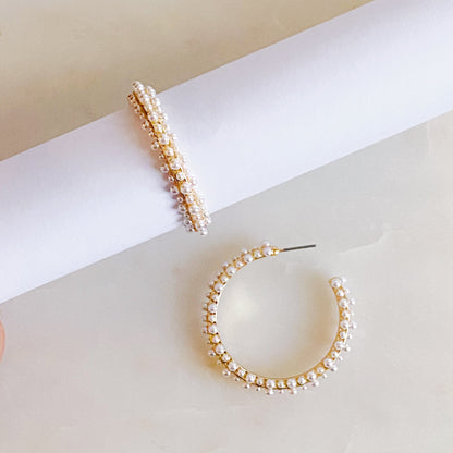 Delicate Pearl Deco Hoop Earrings for Everyday Elegance