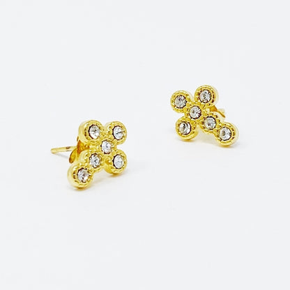 Dainty Cross Stud Earrings with Sparkly Cubic Zirconia