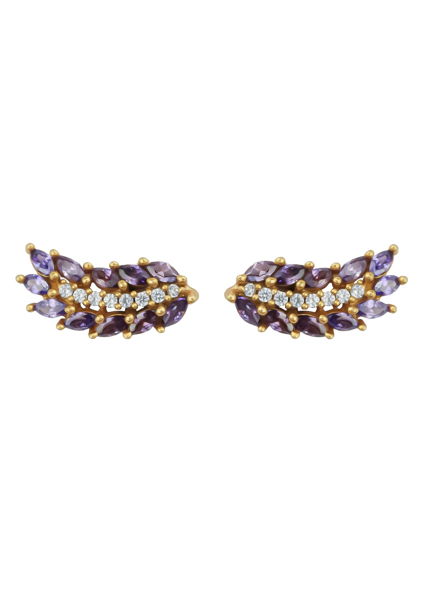 Cruise Wings Earrings with Zirconia Stones and Gold Plating