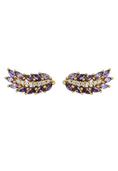 Cruise Wings Earrings with Zirconia Stones and Gold Plating