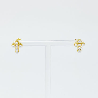 Dainty Cross Stud Earrings with Sparkly Cubic Zirconia