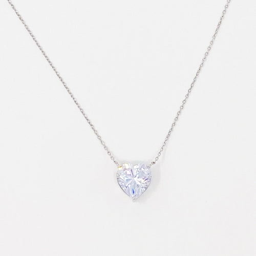 Absolute Beauty Sterling Silver Heart Necklace with Cubic Zirconia