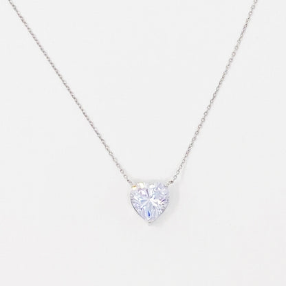 Absolute Beauty Sterling Silver Heart Necklace with Cubic Zirconia