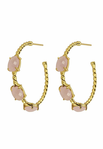 Elegant Doha Earrings with 18K Gold-Plating and Stones