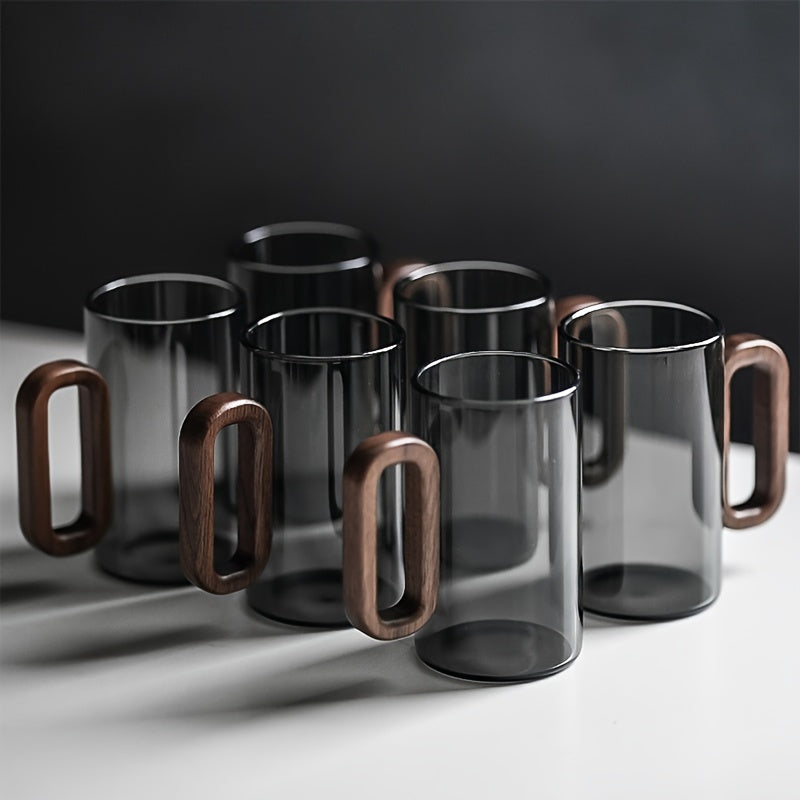 Ecofriendly Glass Mug Set with Dark Walnut Handle - Stylemz