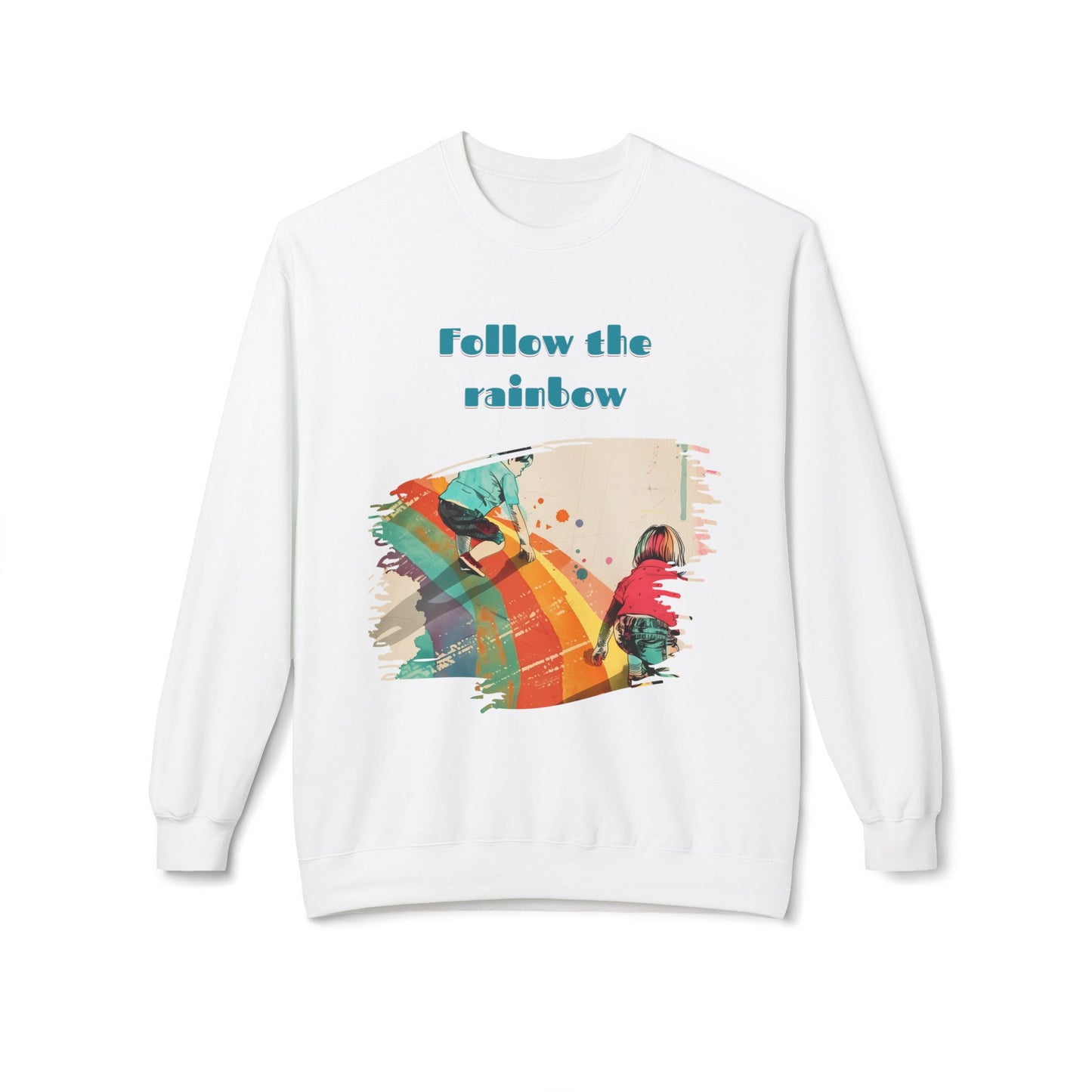 Korea -  Follow the rainbow Unisex Midweight Softstyle Fleece Crewneck Sweatshirt  - StyleMZ