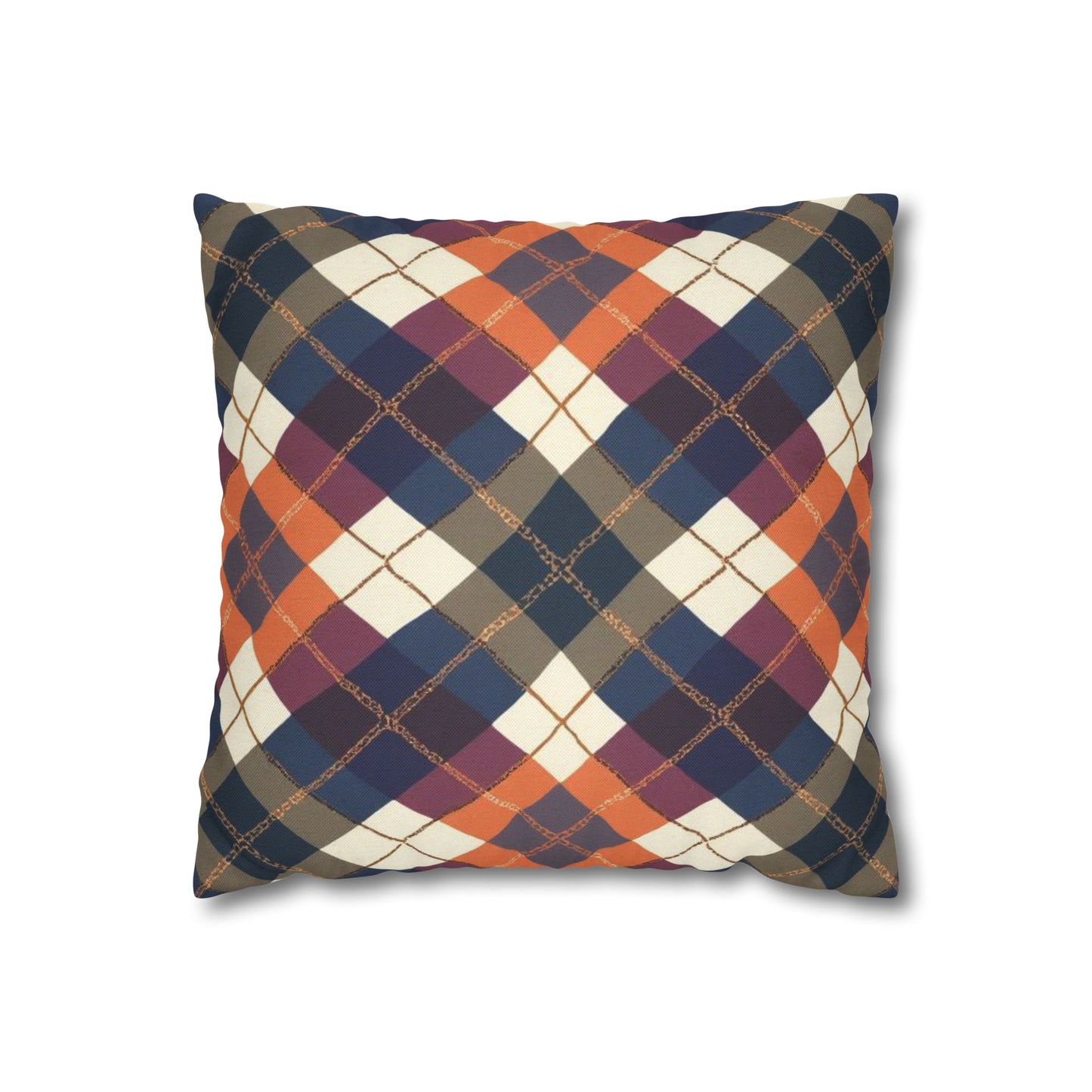 Warm Harvest Argyle Spun Polyester Square Pillowcase - StyleMZ