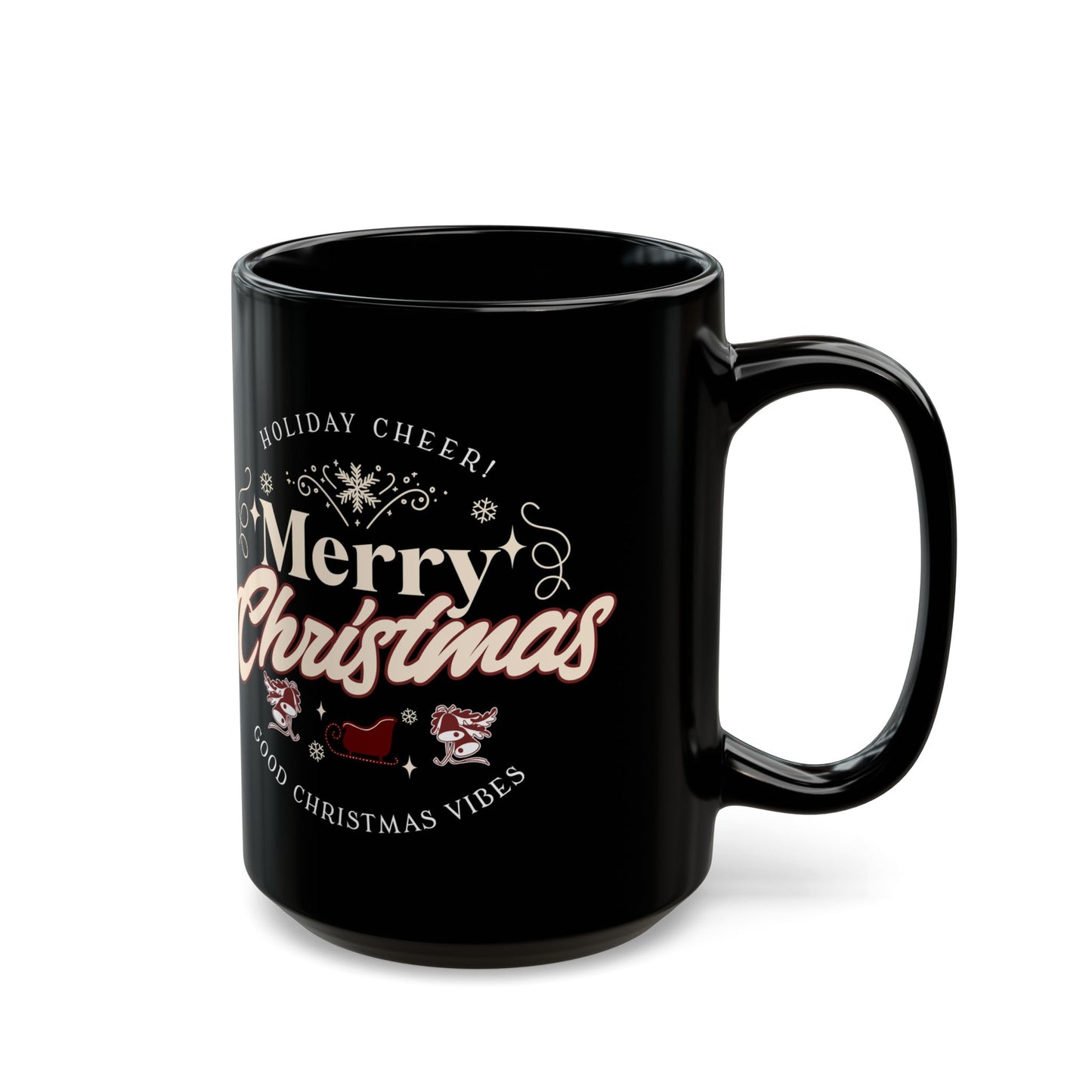 Merry Christmas Happy Vibes Black Mug (11oz, 15oz) - StyleMZ