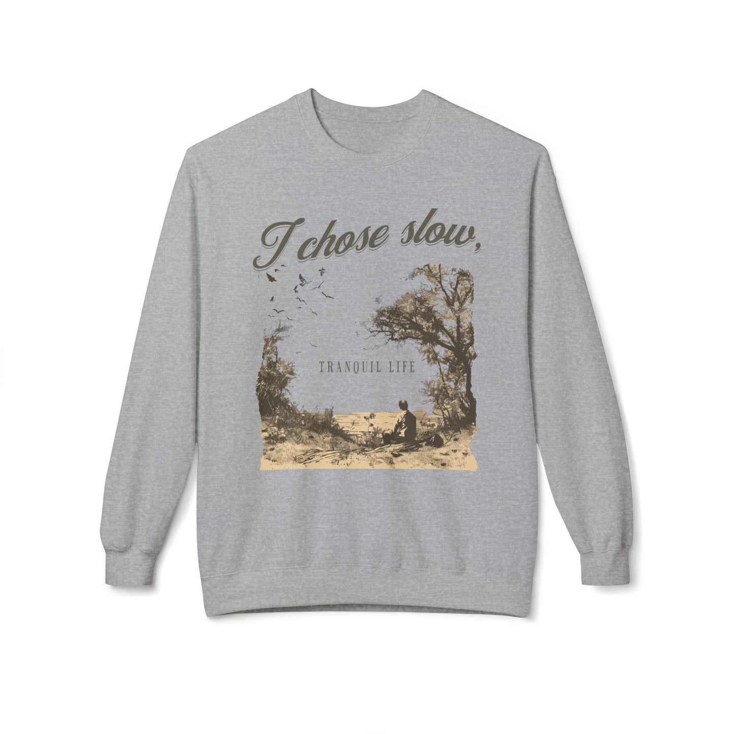 Korea -  Slow tranquil life Unisex Midweight Softstyle Fleece Crewneck Sweatshirt  - StyleMZ