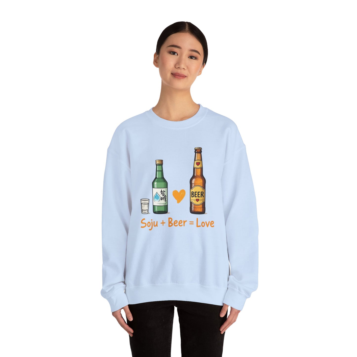 Soju + Beer = Love Unisex Heavy Blend™ Crewneck Sweatshirt - StyleMZ