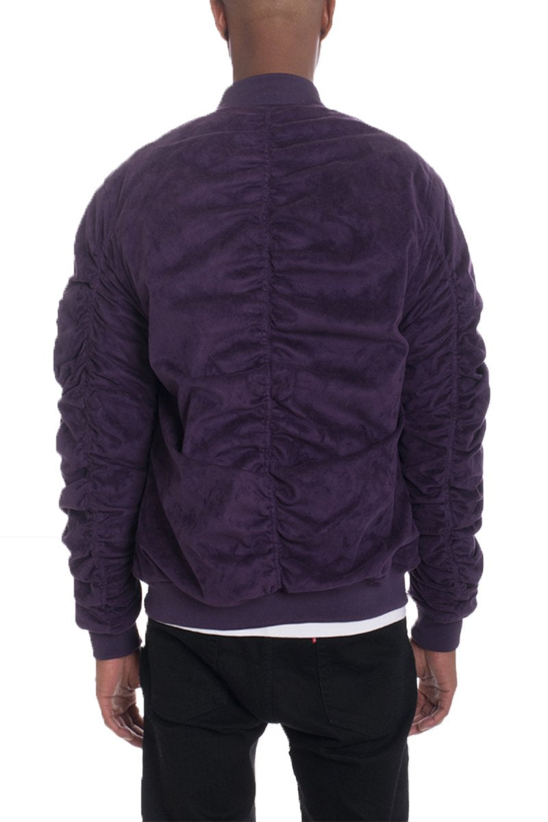 Men's Faux Suede Bomber Jacket with Utility Pocket