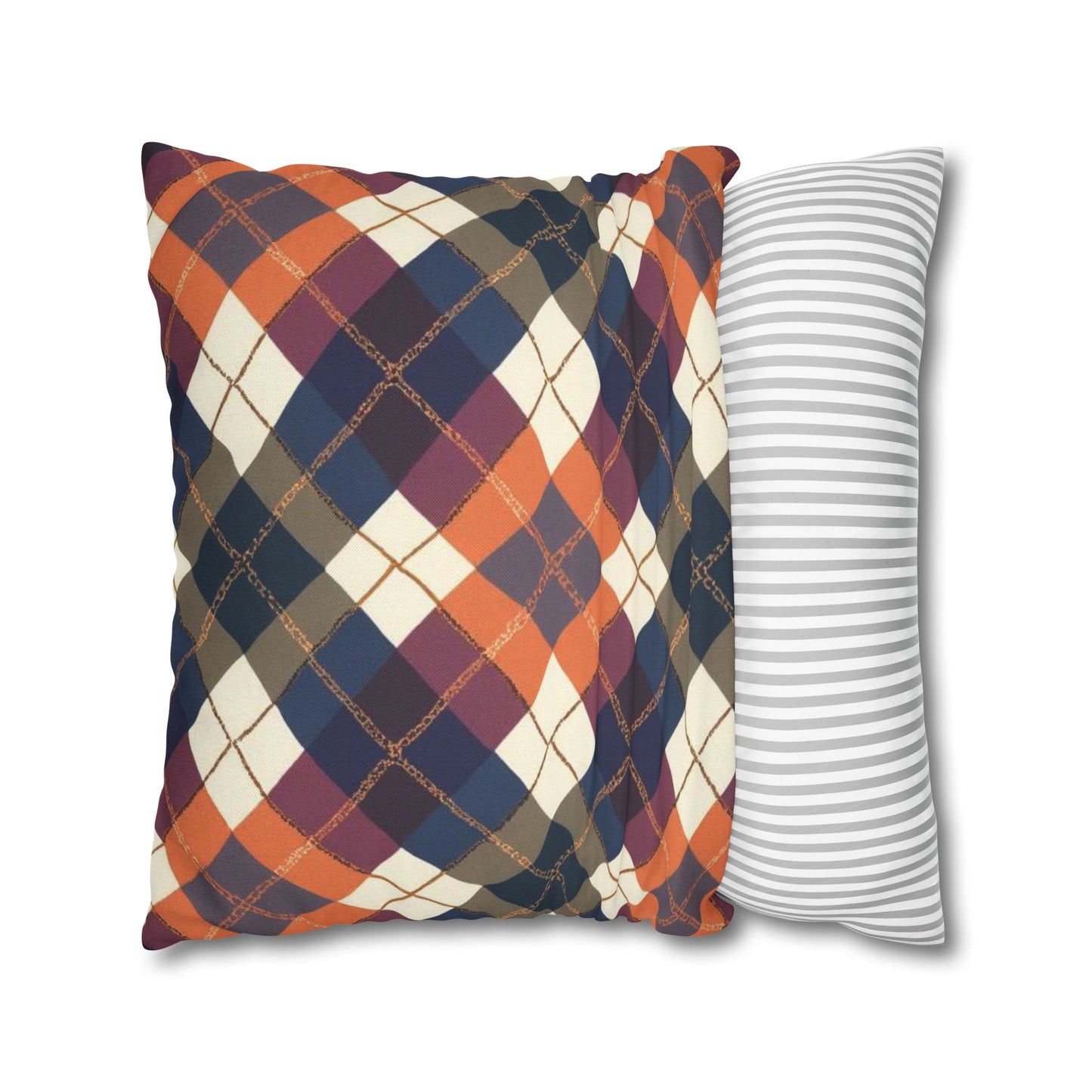 Warm Harvest Argyle Spun Polyester Square Pillowcase - StyleMZ