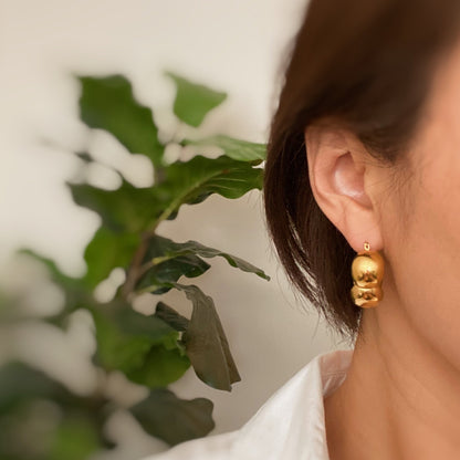 Beautifully Volumized Hoop Earrings in 18k Gold Plated Style