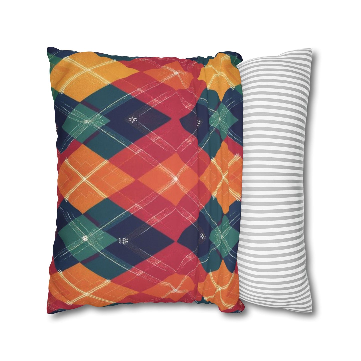 Festive Firelight Plaid Faux Suede Square Pillowcase - StyleMZ