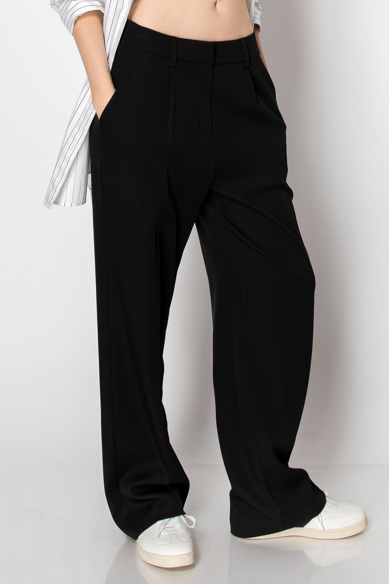 Wide Leg Business Casual Office Trousers With Smocking