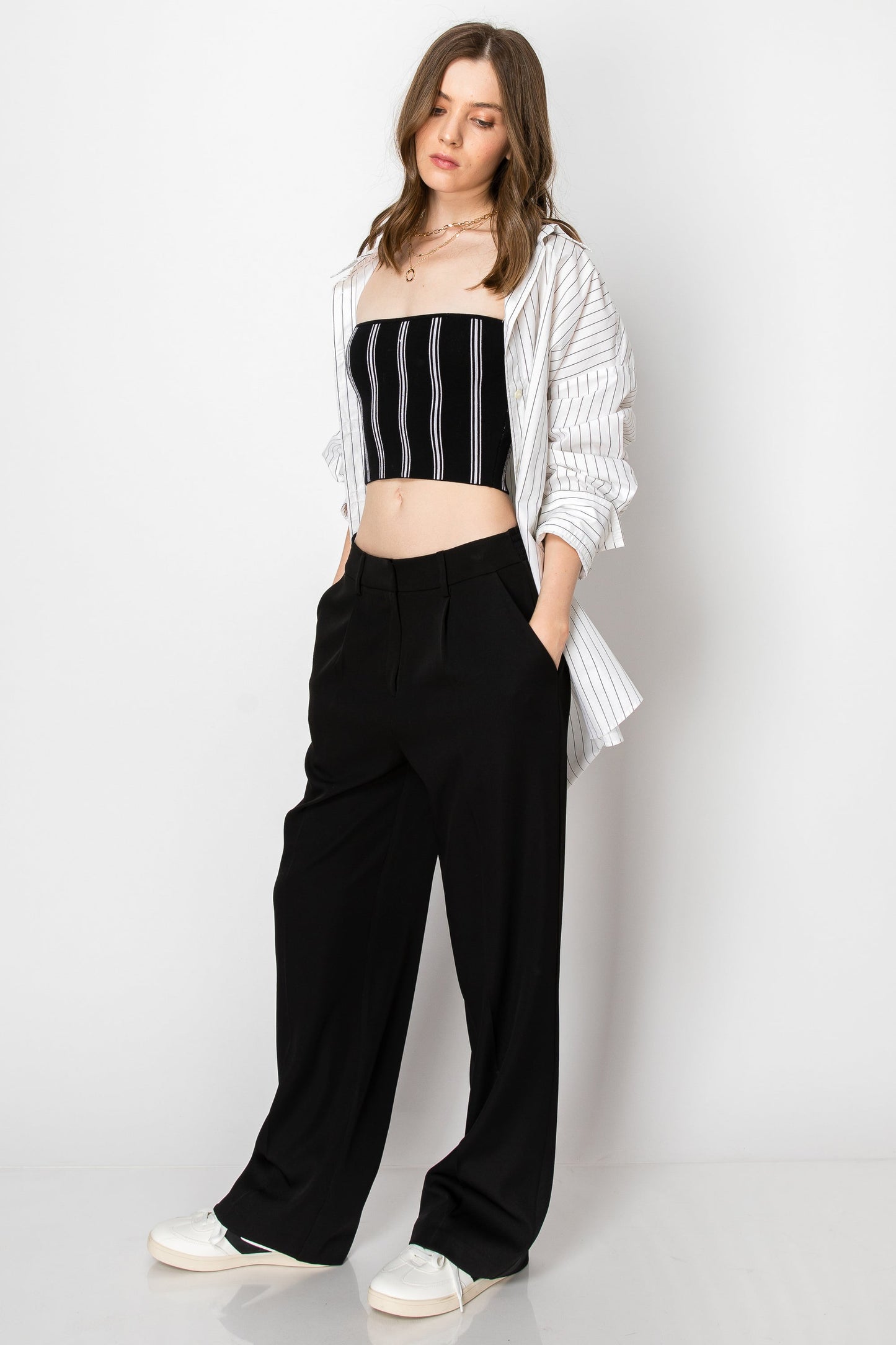 Wide Banded Jersey Knit Flare Pants With Pockets - Comfy Style