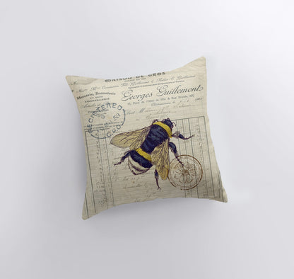 Bee Pillow Cover | Vintage Honey Bee Farmhouse Decor