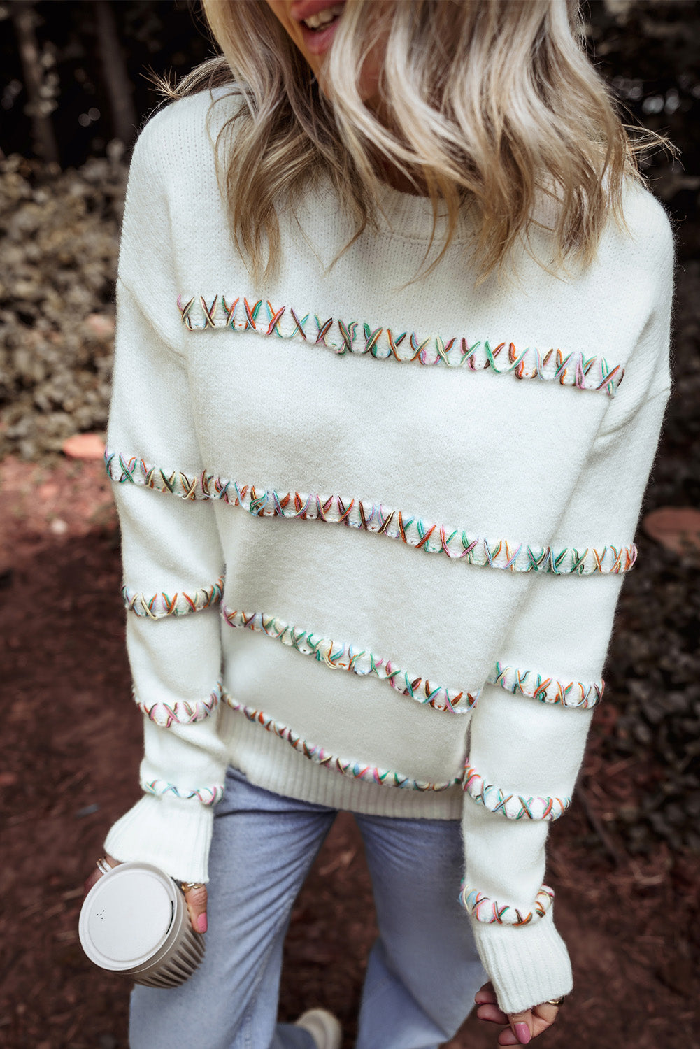 Braelyn Colorful Crossed Stitch Sweater for Trendy Comfort