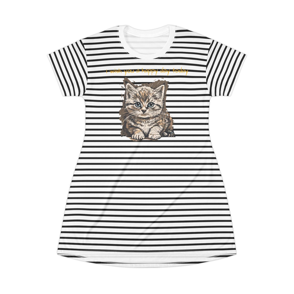 Korea -  Happy day cat T-Shirt Dress (AOP)  - StyleMZ