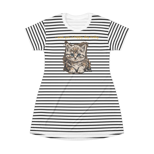 Corea - Vestido tipo camiseta con el mensaje Happy Day Cat (AOP) - StyleMZ 