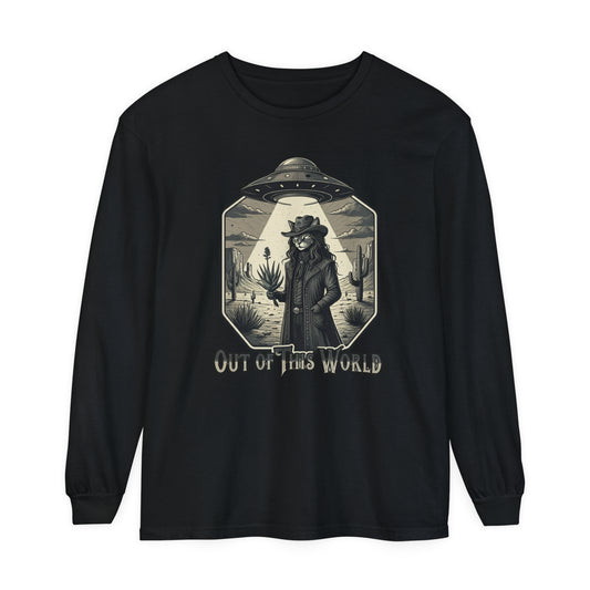 Korea -  Out of this world Unisex Garment-dyed Long Sleeve T-Shirt  - StyleMZ