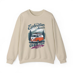 Corea - Sudadera unisex con cuello redondo y mezcla pesada Exploration Awaits - StyleMZ 