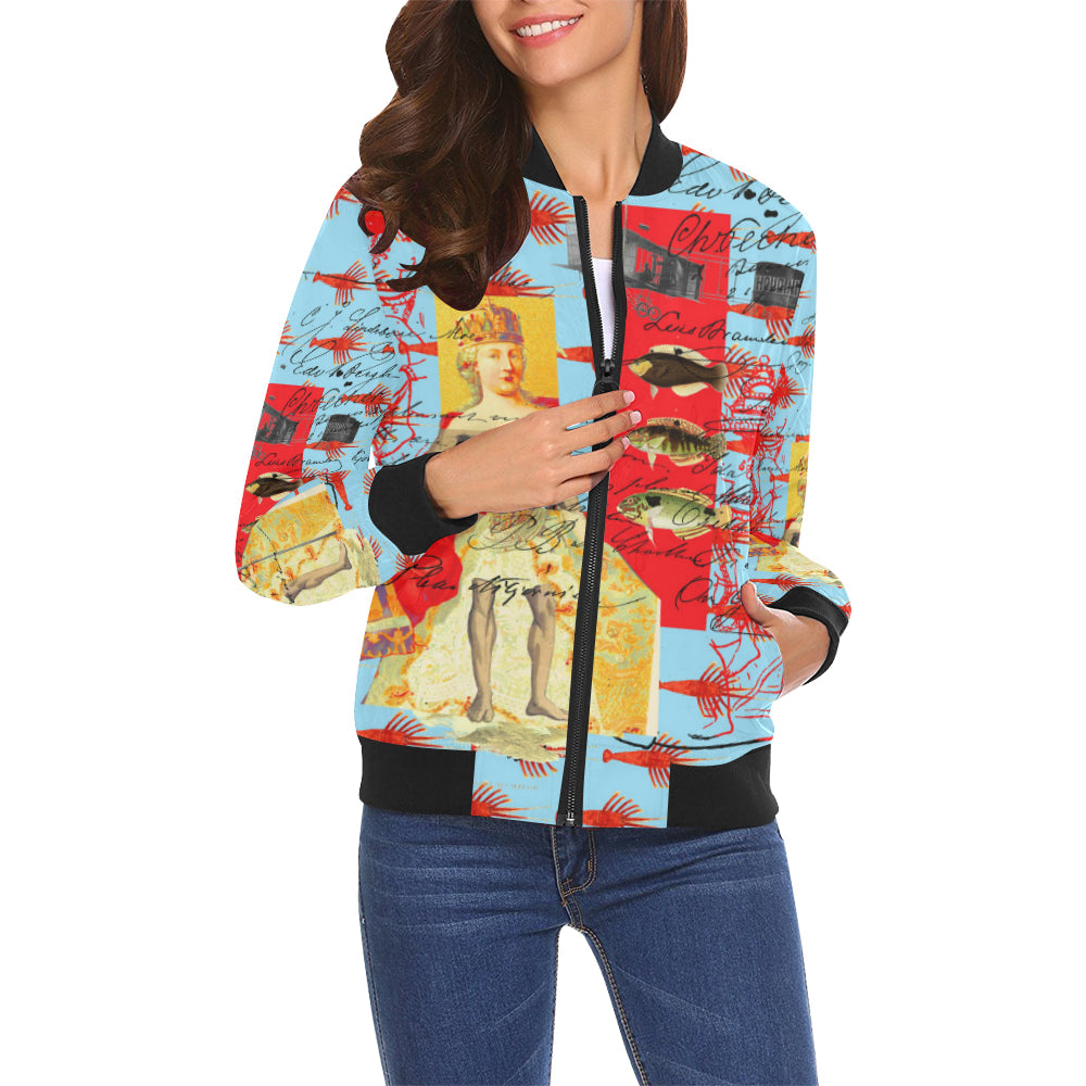 THE SHOWY PLANE HUNTER AND FISH IV All Over Print Bomber Jacket for - Stylemz