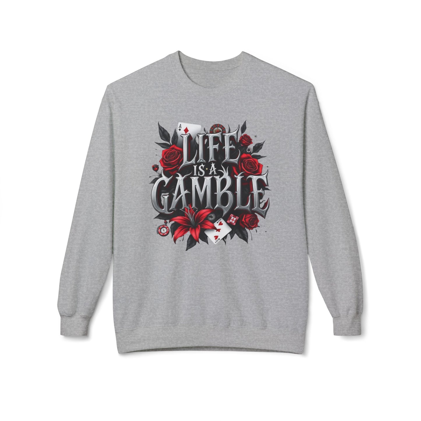 Korea -  Life is a gamble Unisex Midweight Softstyle Fleece Crewneck Sweatshirt  - StyleMZ