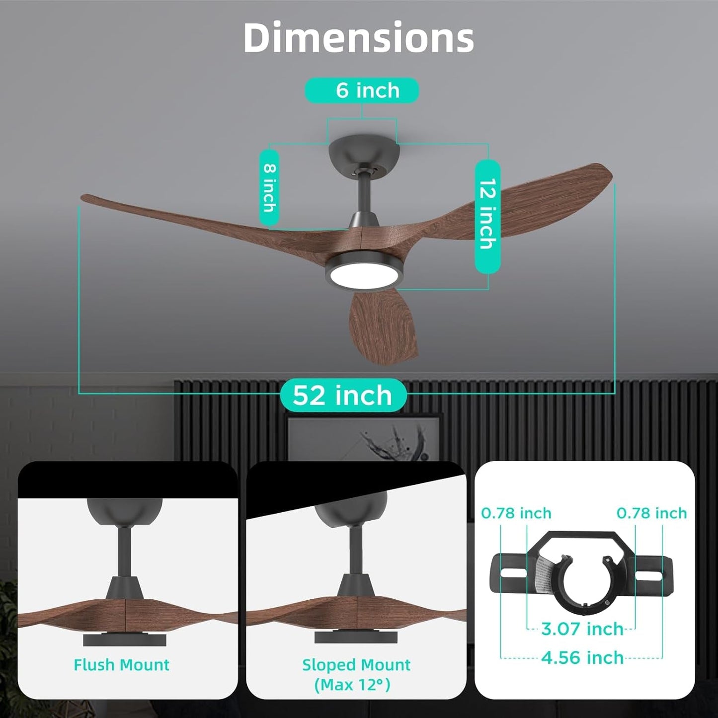 Ceiling Fans with Lights and Remote 52 Inch Large Airflow