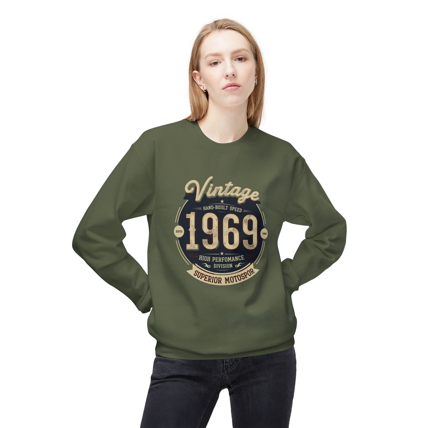 Vintage 1969 Unisex Midweight Softstyle Fleece Crewneck Sweatshirt - StyleMZ