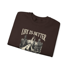 Sudadera unisex con cuello redondo y mezcla pesada Life is better - Corea - StyleMZ 