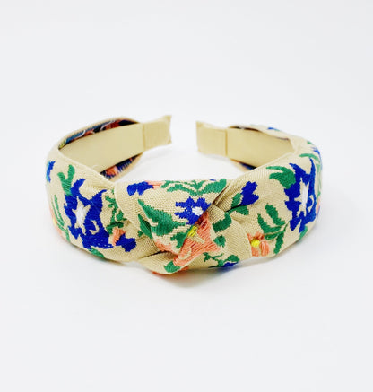 French Floral Embroidered Headband for Stylish Comfort