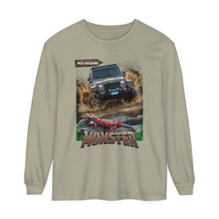 Korea -  Monster car Unisex Garment-dyed Long Sleeve T-Shirt  - StyleMZ