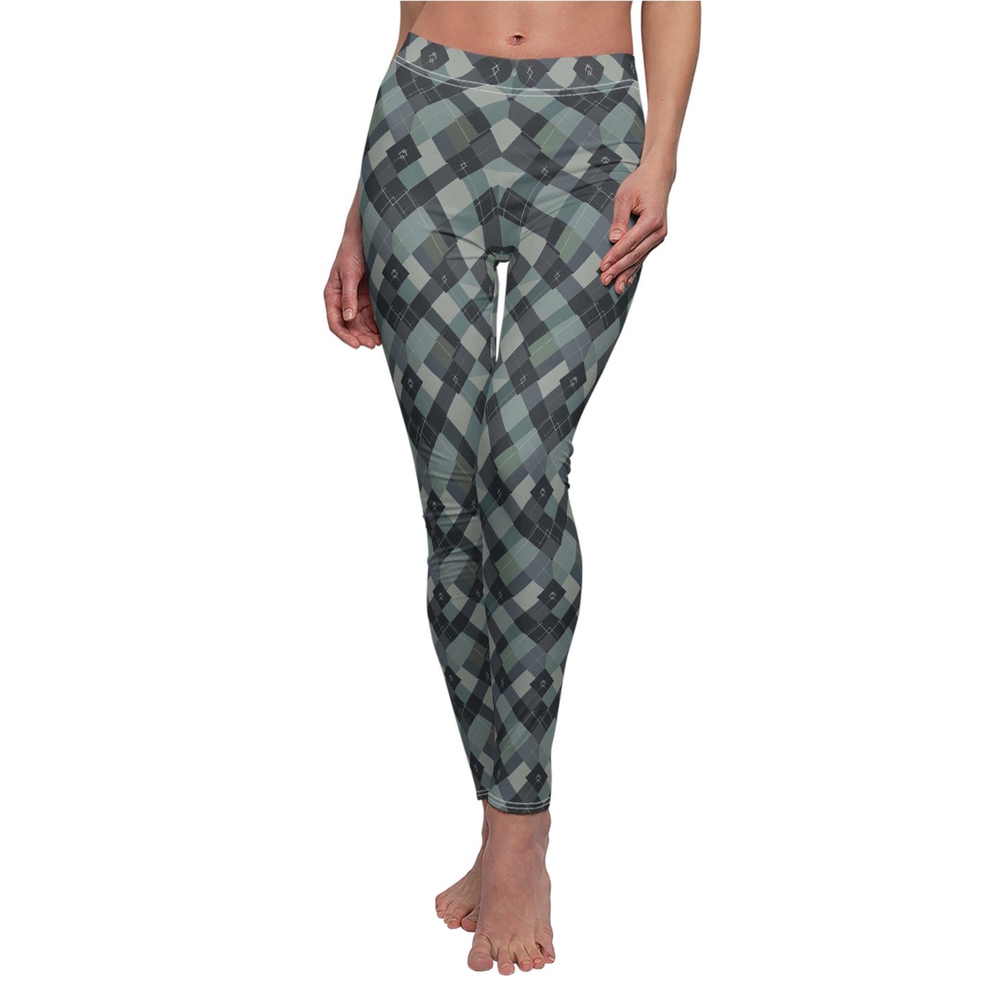 Midnight Plaid Women's Cut & Sew Casual Leggings (AOP) - StyleMZ