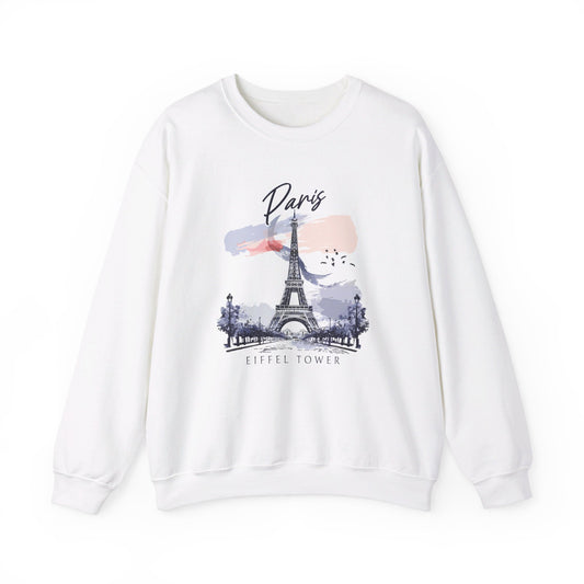 Corea - Sudadera unisex con cuello redondo y mezcla pesada de la Torre Eiffel - StyleMZ 