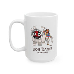 Taza de cerámica con la danza del león de Corea (11 oz, 15 oz) - StyleMZ 