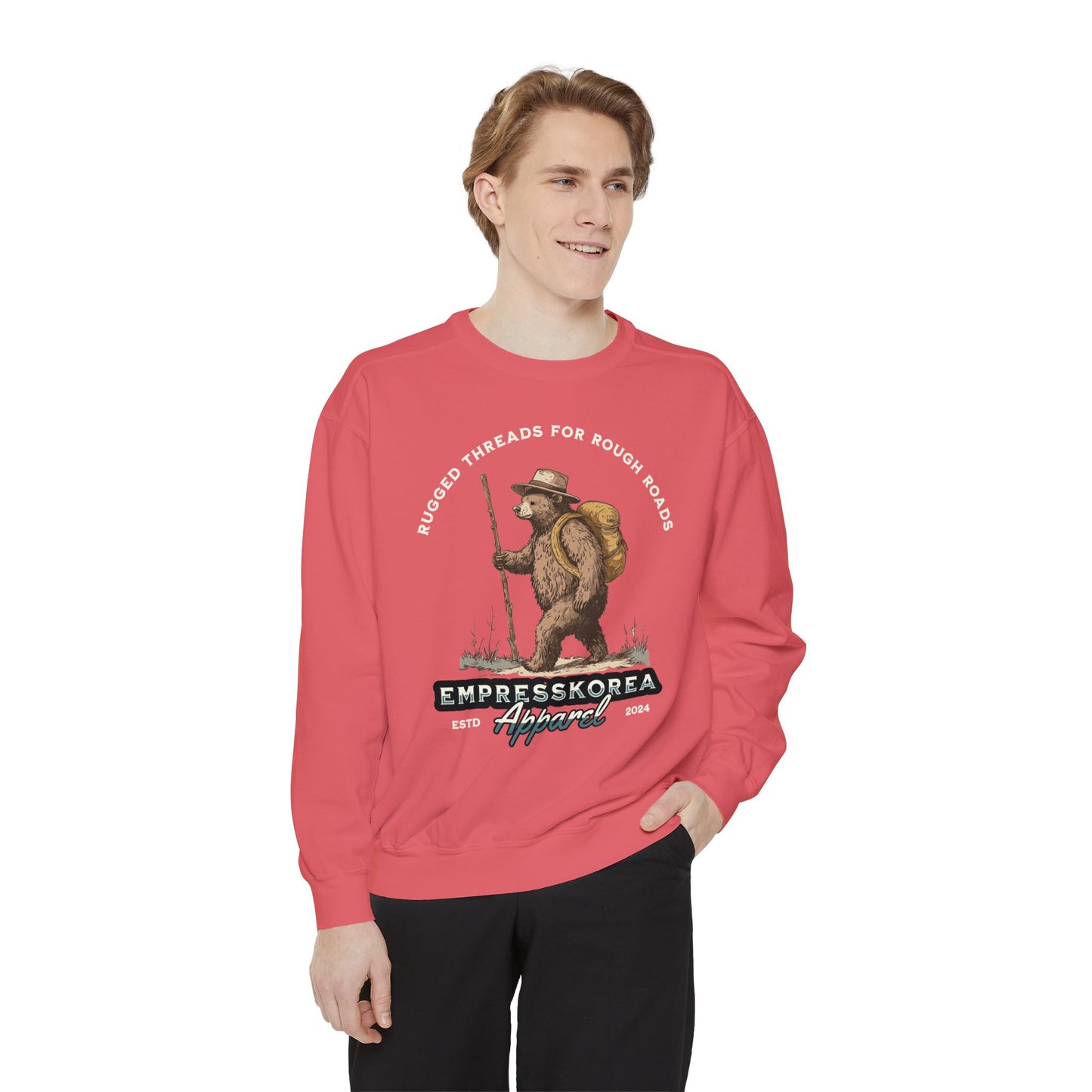 Korea -  Rugged threads for ruff roads Unisex Garment-Dyed Sweatshirt  - StyleMZ