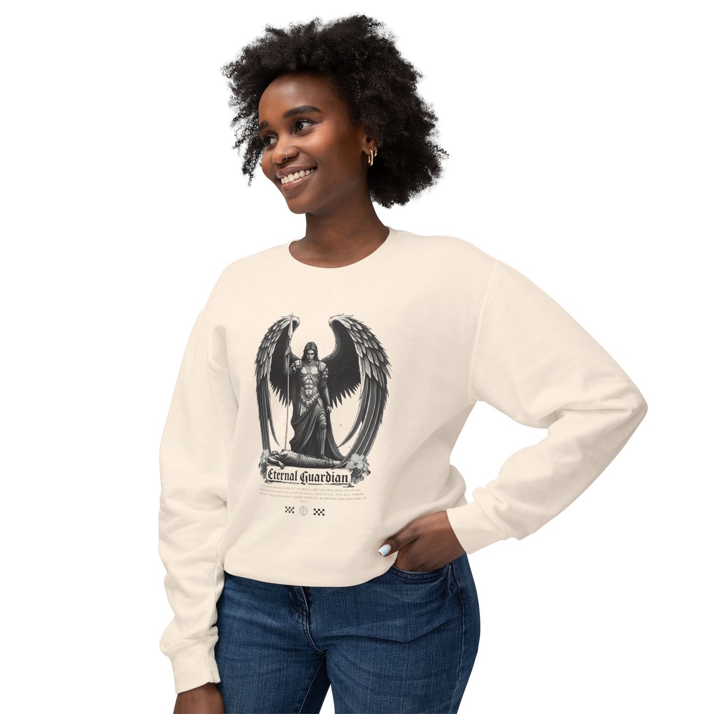 StyleMZ -  Eternal Guardian Unisex Lightweight Crewneck Sweatshirt  - StyleMZ