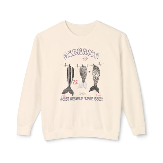 Korea - Mermaids just want to have a sun! Unisex Lightweight Crewneck Sweatshirt - StyleMZ - Stylemz