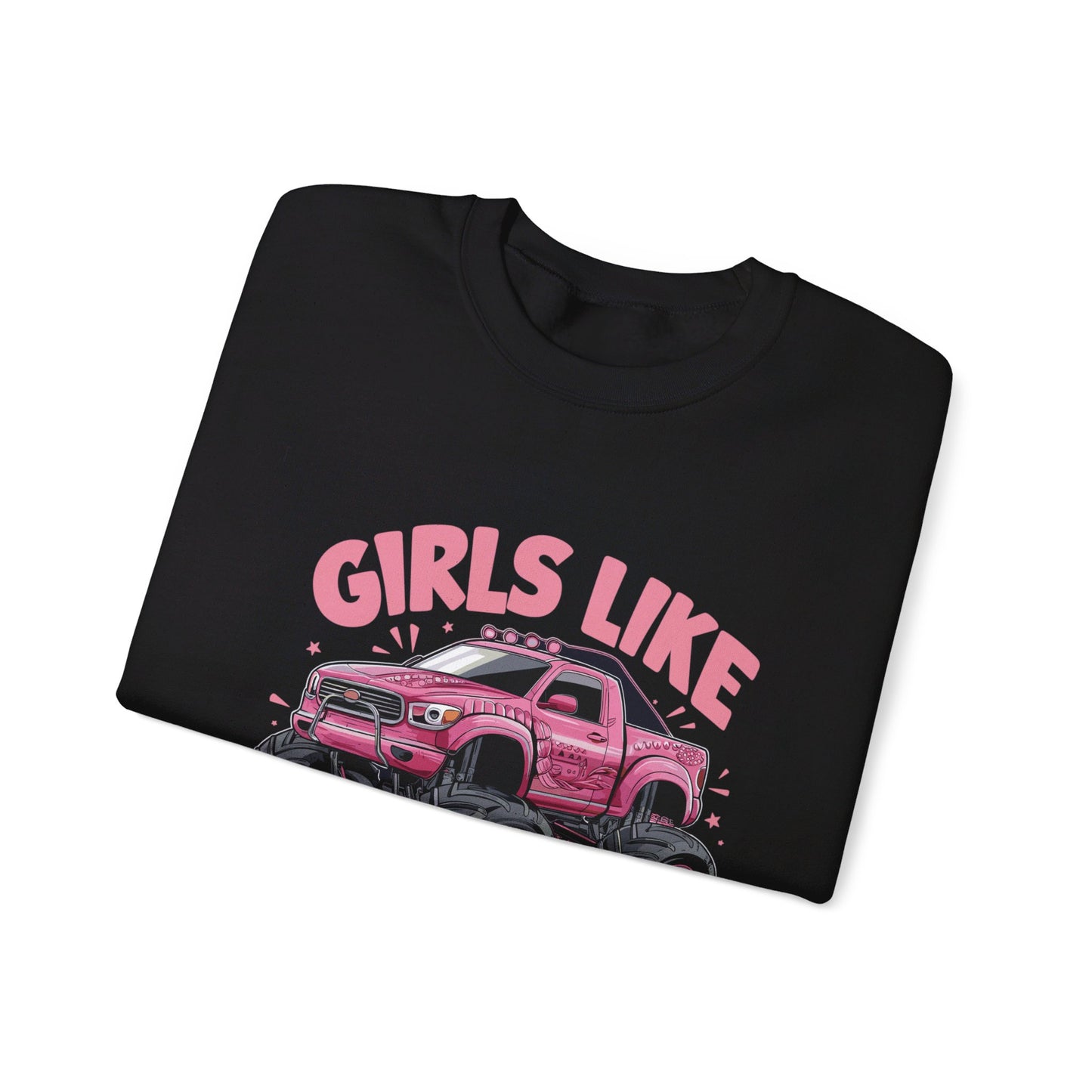 Korea -  Girls like monster trucks Unisex Heavy Blend™ Crewneck Sweatshirt  - StyleMZ