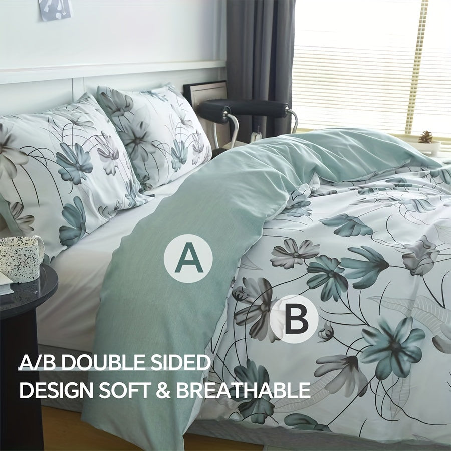 Floral 3Piece Duvet Set Soft Stylish Bedroom Essentials