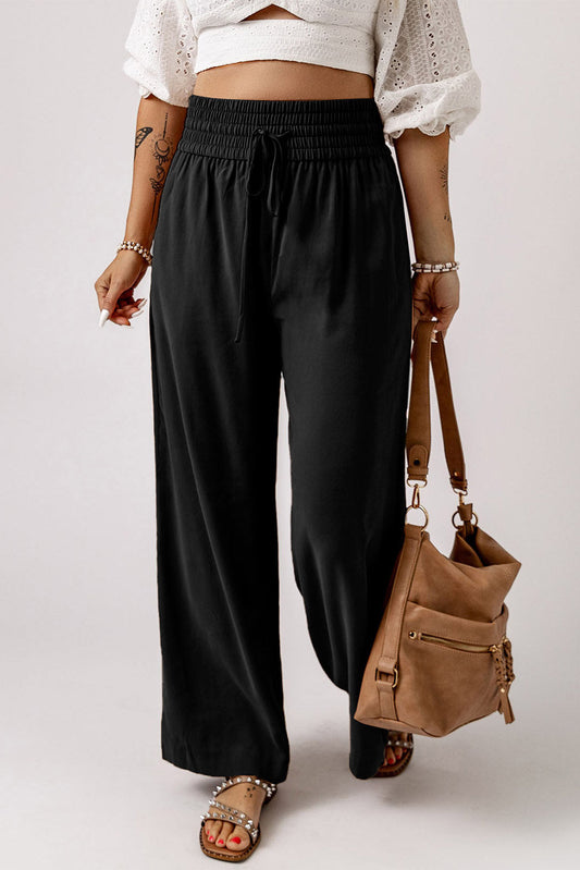 Kenzie Drawstring Elastic Waist Wide Leg Pants for Comfort