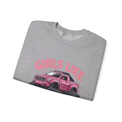 Korea -  Girls like monster trucks Unisex Heavy Blend™ Crewneck Sweatshirt  - StyleMZ