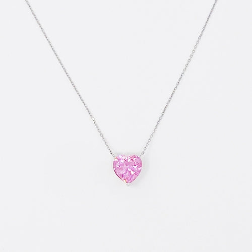 Absolute Beauty Sterling Silver Heart Necklace with Cubic Zirconia