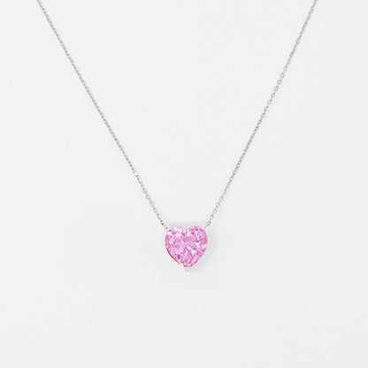 Absolute Beauty Sterling Silver Heart Necklace with Cubic Zirconia