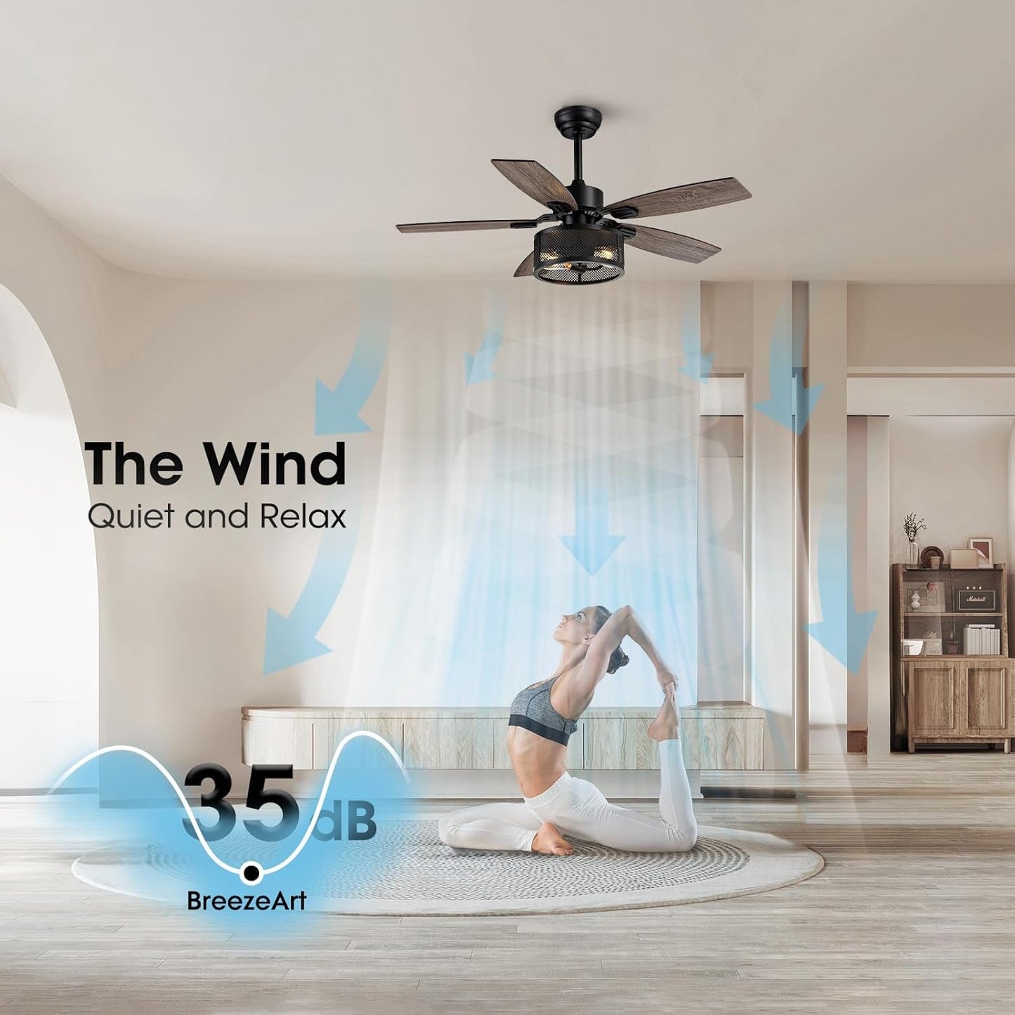 42 Inch Ceiling Fans with Lights and Remote Control, Stylish Fan