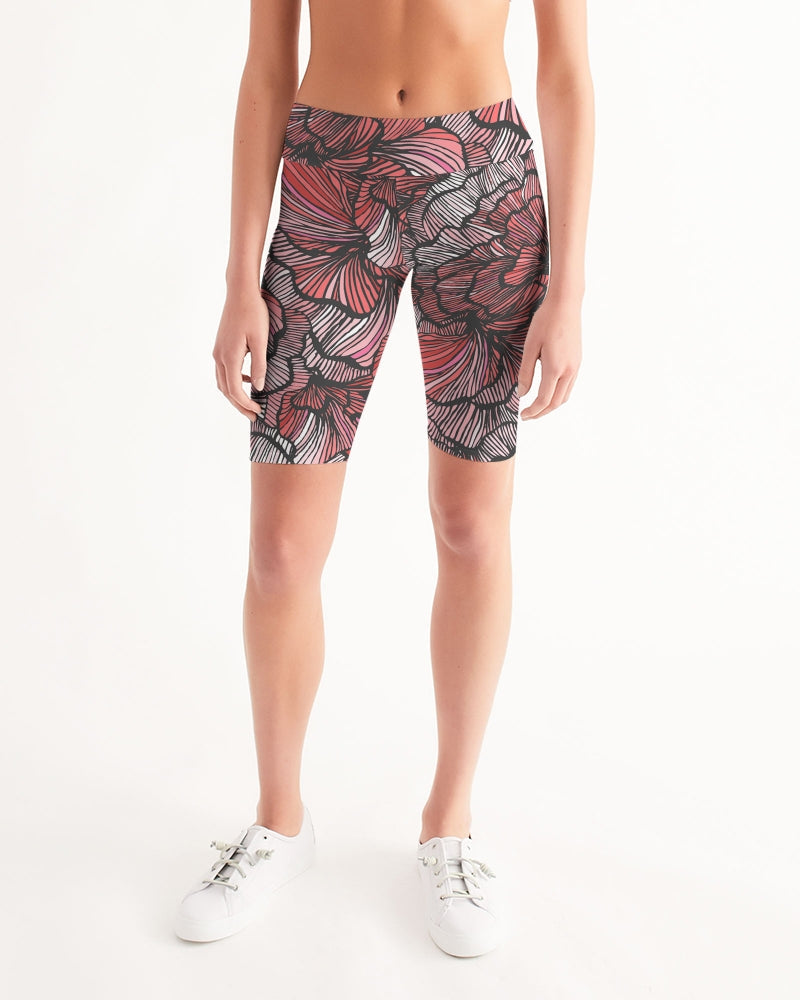 Petal Swirls Women's Mid-Rise Bike Shorts for Comfort