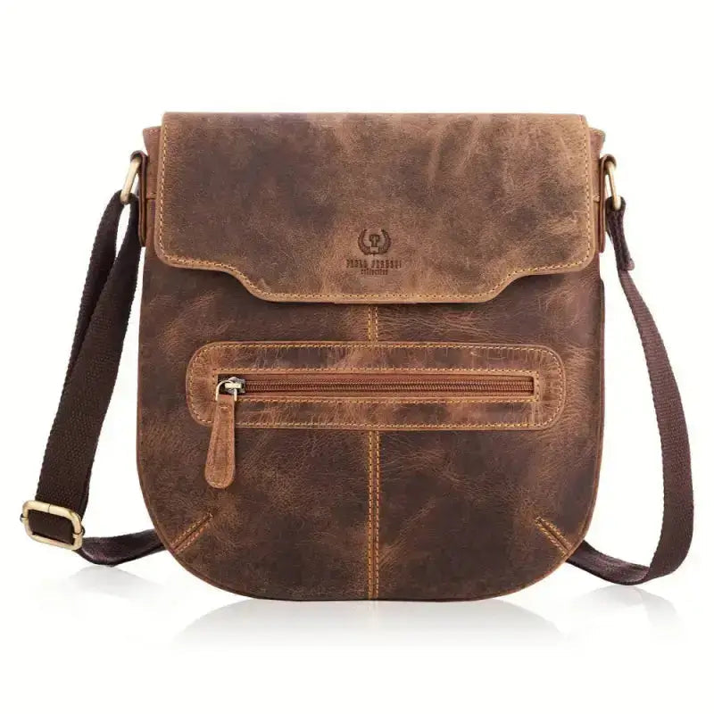 Elegant Leather Messenger Bag - Leather Handbag - Stylemz